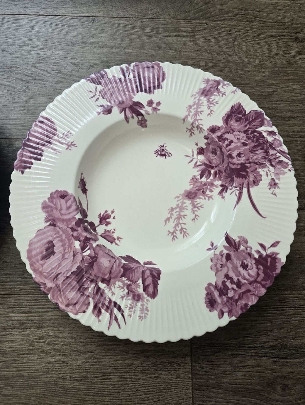 Anthropologie Abi Stoneware soup bowl Lilac Floral Scalloped Rim Set Of 2